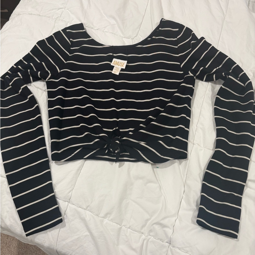 Muse Black and White Striped Blouse
